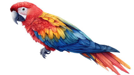 Obraz premium Vibrant Macaw: A stunning illustration of a Scarlet Macaw, showcasing its vivid plumage and sharp features against a simple background.