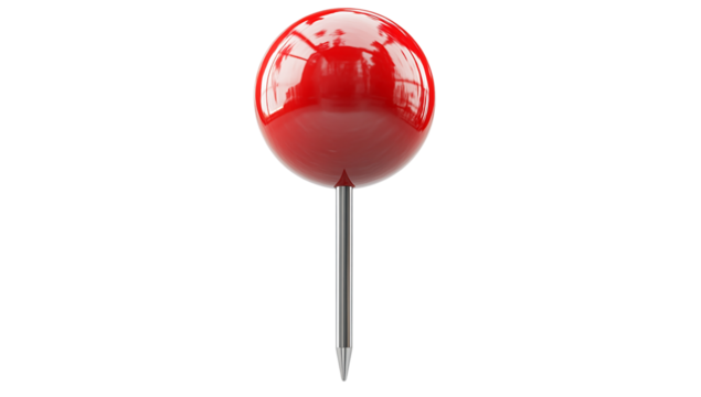 Glossy Red Push Pin – Location Marker, Map Point, and Office Supply PNG, map location pin, red office tack, navigation marker, travel pin, tack symbol,