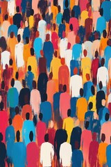 Obraz premium Abstract colorful crowd painting 