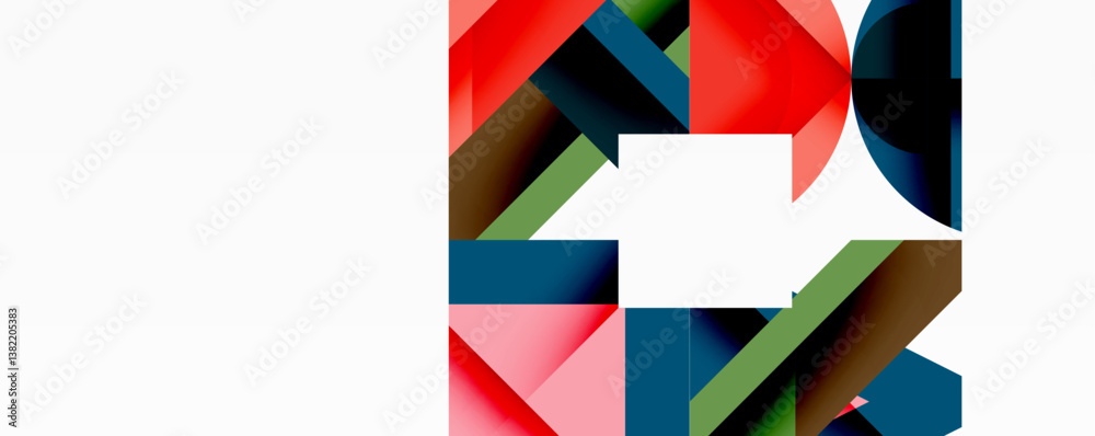 Aufkleber abstract geometric shapes, red, green, brown, blue. overlapping forms create dynamic composition. mi