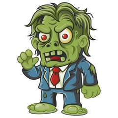 zombie business man mascot cartoon vector character