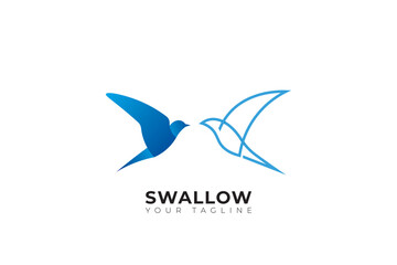 Obraz premium swallow bird logo with minimalist design, swallow silhouette logo flying swallow