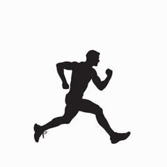 Naklejka premium Black vector silhouette of a running athlete in sport action