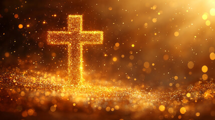 An elegant and holy Christian cross isolated on an empty background, symbolizing faith, Jesus, and spirituality, ideal for religious and church-related designs in modern Christianity.

