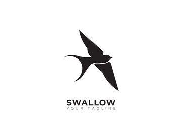 swallow bird logo with minimalist design, swallow silhouette logo flying swallow