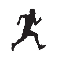 Naklejka premium Black silhouette of a sport runner, a person in action for exercise