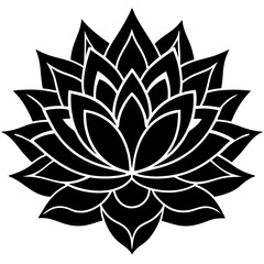 black and white lotus flower
