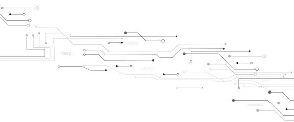 Abstract grey circuit line technology pattern on white background, futuristic vector illustration of digital circuitry design for tech backgrounds	
