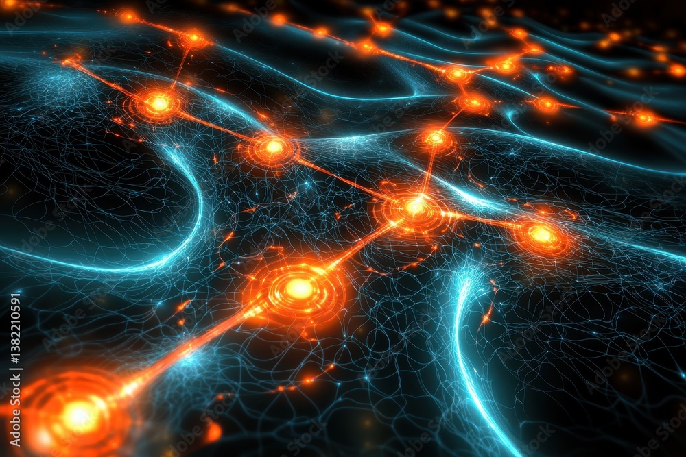 Wall mural abstract digital background with energetic light patterns and waves