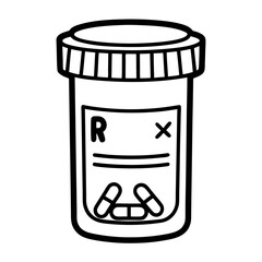 Close-up of a sealed prescription pill bottle with a tamper-evident cap, emphasizing the secure closure and prescription label.