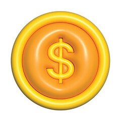 3D coin-themed icons with embossed currency symbols