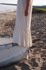 woman standing on boat
