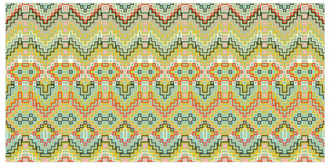A vibrant geometric pattern featuring an array of colorful shapes arranged in a visually striking design.
