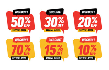 Discount speech bubble labels. mega sale, price tags discount, best sale red tag template, special