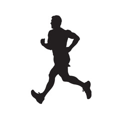 Naklejka premium Silhouette of a running and jumping athlete