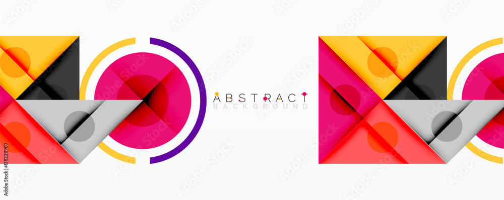 Poster Bright shapes overlap creating dynamic composition. Vibrant colors, geometric forms, modern design. Minimalist aesthetic, abstract art.