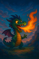 Funny Dragon spitting Fire