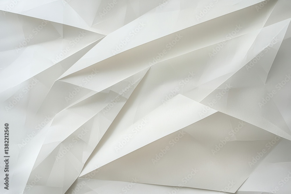 Wall mural textured white paper with sharp creases and folds for background use