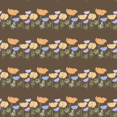 Fototapeta premium Seamless pattern with orange and purple anemones