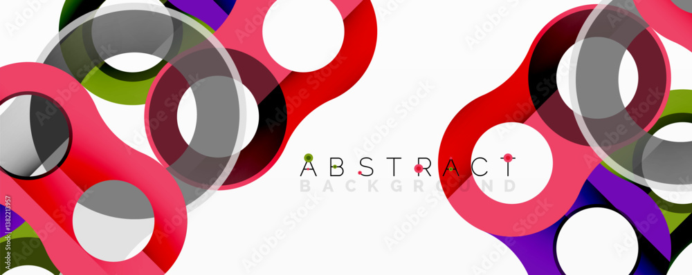 Poster bright colorful circles overlap creating dynamic abstract composition. modern design with vibrant hu