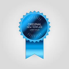 A sticker with a ribbon to place your text. Template design with geometric elements. An emblem where you can insert text.