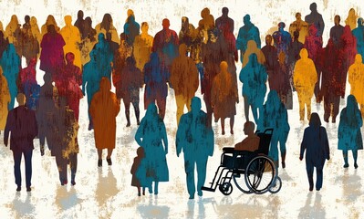 Naklejka premium Abstract crowd with inclusive diversity elements 