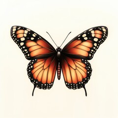 Fototapeta premium Realistic monarch butterfly on white background 