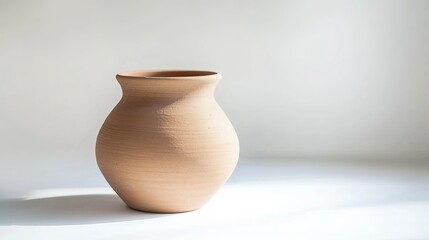Minimalist handmade clay pottery on white background – elegant ceramic decor mockup