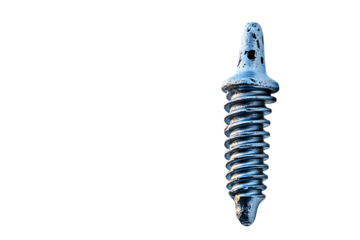 Metallic Spiral Implant with Perforated Apex, Isolated on White