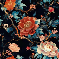 colorful flower chinese style