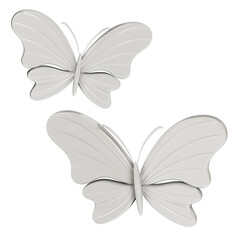 3d silver chrome metal Butterflies Illustration