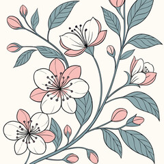 seamless flower pattern, pattern, background, flower, flower background, pattern design, Line geometric seamless pattern. raster copy illustration. Ethnic floral ornament. For interior design, 
