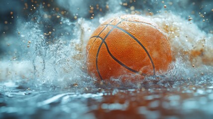 Basketball splashing in water