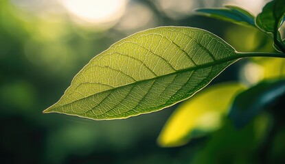 Lush green leaf in sunlight