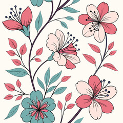 seamless flower pattern, pattern, background, flower, flower background, pattern design, Line geometric seamless pattern. raster copy illustration. Ethnic floral ornament. For interior design, 
