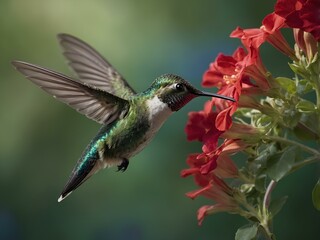 Fototapeta premium Hummingbird Hovering Near Flower