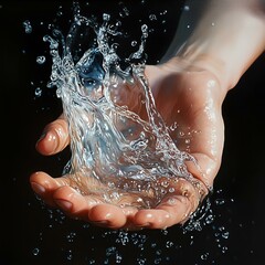 close up water in hand