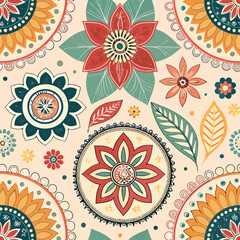 seamless flower pattern, pattern, background, flower, flower background, pattern design, Line geometric seamless pattern. raster copy illustration. Ethnic floral ornament. For interior design, 
