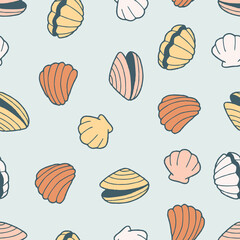 Vector Clam Pattern Repeat Seamless for Wallpaper Background Cover Packaging