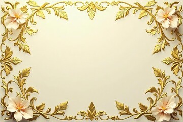 Obraz premium Intricate floral damask in muted golds and creams, interior design, gold, elegant