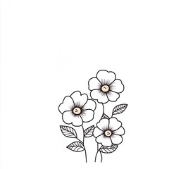 Three Simple Line Art Flowers