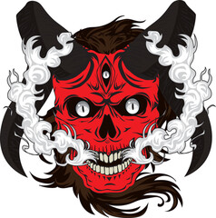 Demon Skull Head Vector Illustrations