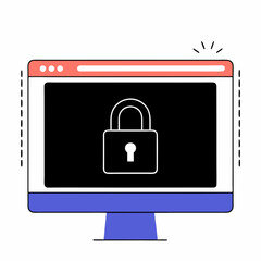 Ransomware Threat: A lock on a computer screen, representing ransomware demands. Best for educating on ransomware attacks.