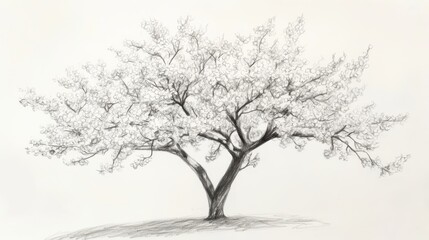 Single one line drawing Cherry tree spring flower. Cherry blossom concept. Continuous line draw design graphic vector illustration.