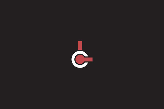 Letters LO or LC Clock logo with black background. 
