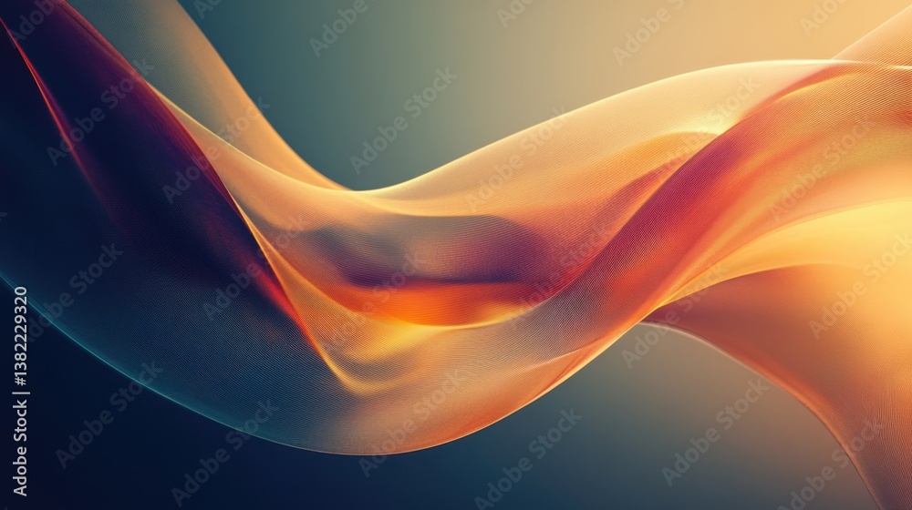 Poster a flowing abstract design featuring soft waves in warm hues, creating a sense of movement and tranqu