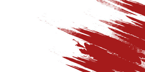 Creative red and white abstract sports background with grunge texture, brush stroke and halftone effect