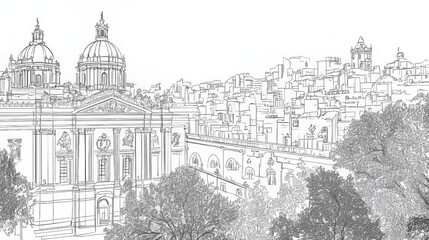 Single one line drawing beautiful building. City concept. Continuous line draw design graphic vector illustration.