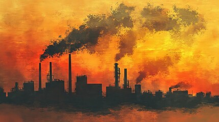 Obraz premium Continuous one line drawing factory pollution. World environment day concept. Single line draw design vector graphic illustration.