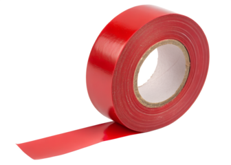 Red electrical tape isolated on transparent background Generative Ai.
